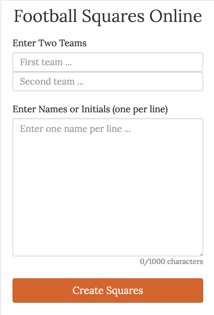football squares online screenshot 1 create