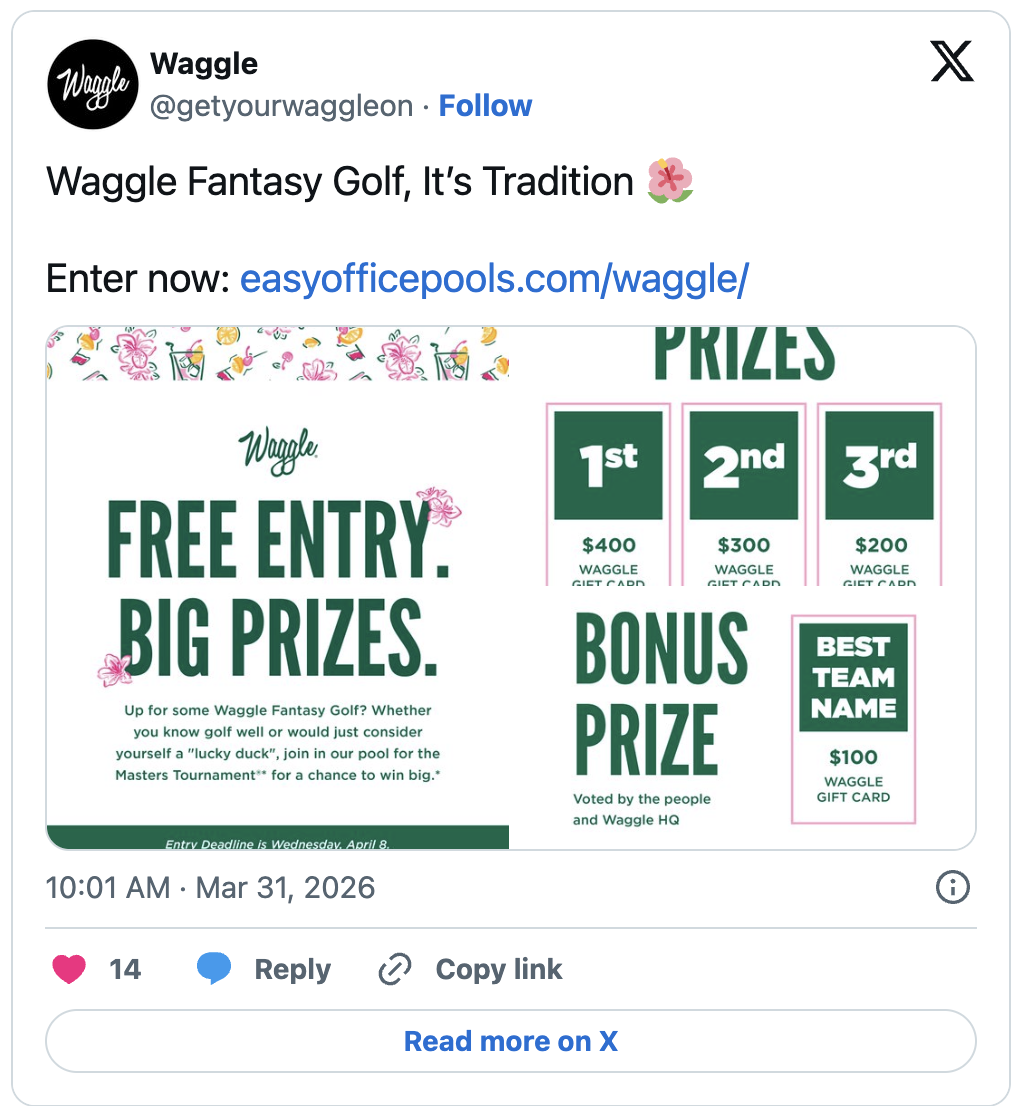 Waggle Twitter Post Example